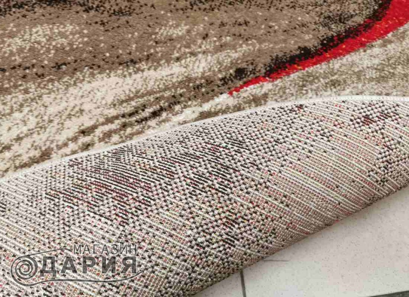 Тъкан килим MAGNOLIA 097 d.beige/red кръг